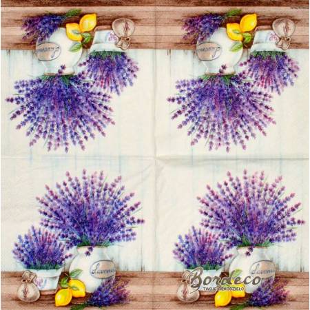 Serwetka decoupage firmy AMBIENTE lawendowe bukiety 25x25cm